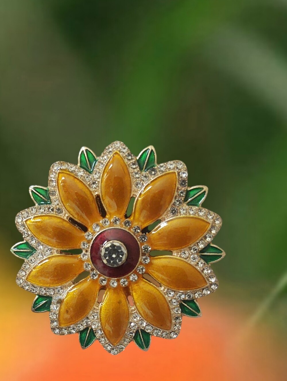 Enamel Sunflower Brooch